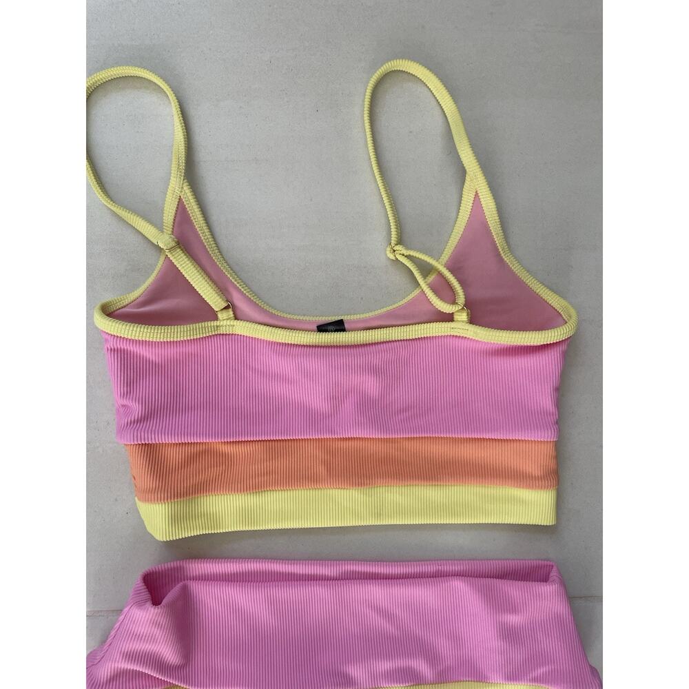 Beach Riot Swim Bikini Swimsuit High Waist Color Block Swimwear ML - Picture 8 of 10